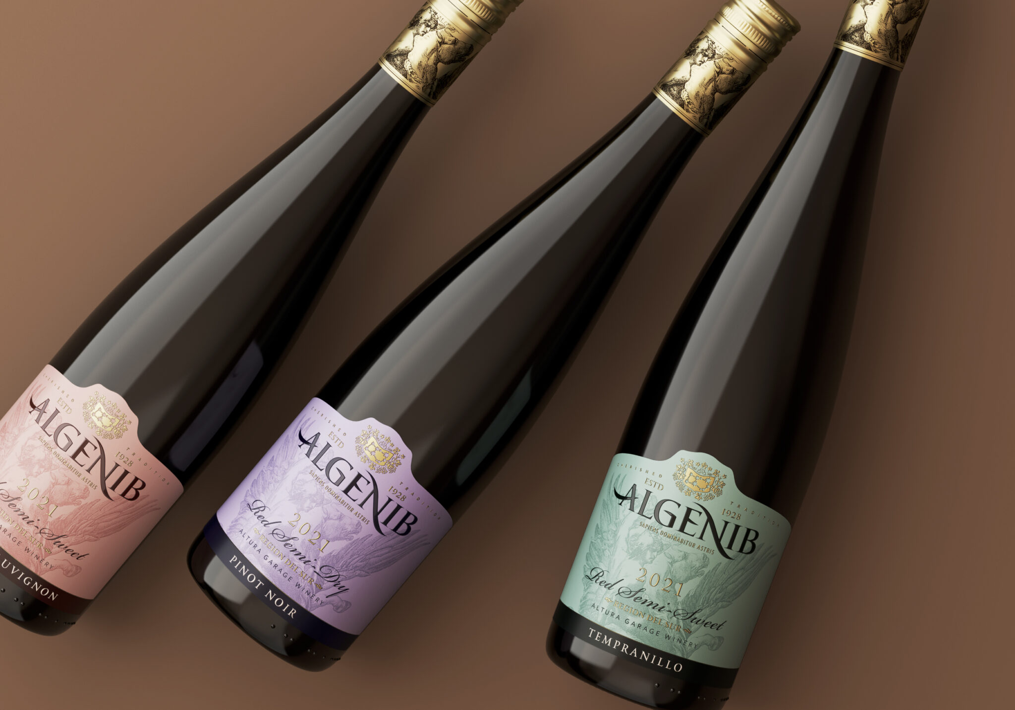 Algenib Red Wine Label Design
