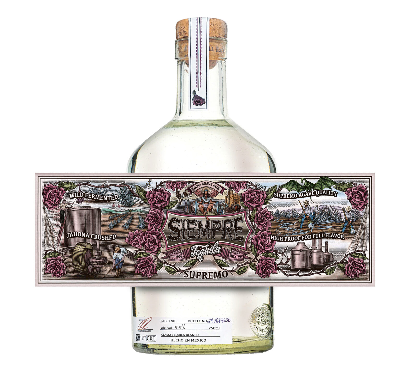 Siempre Tequila Label Illustrated by Steven Noble