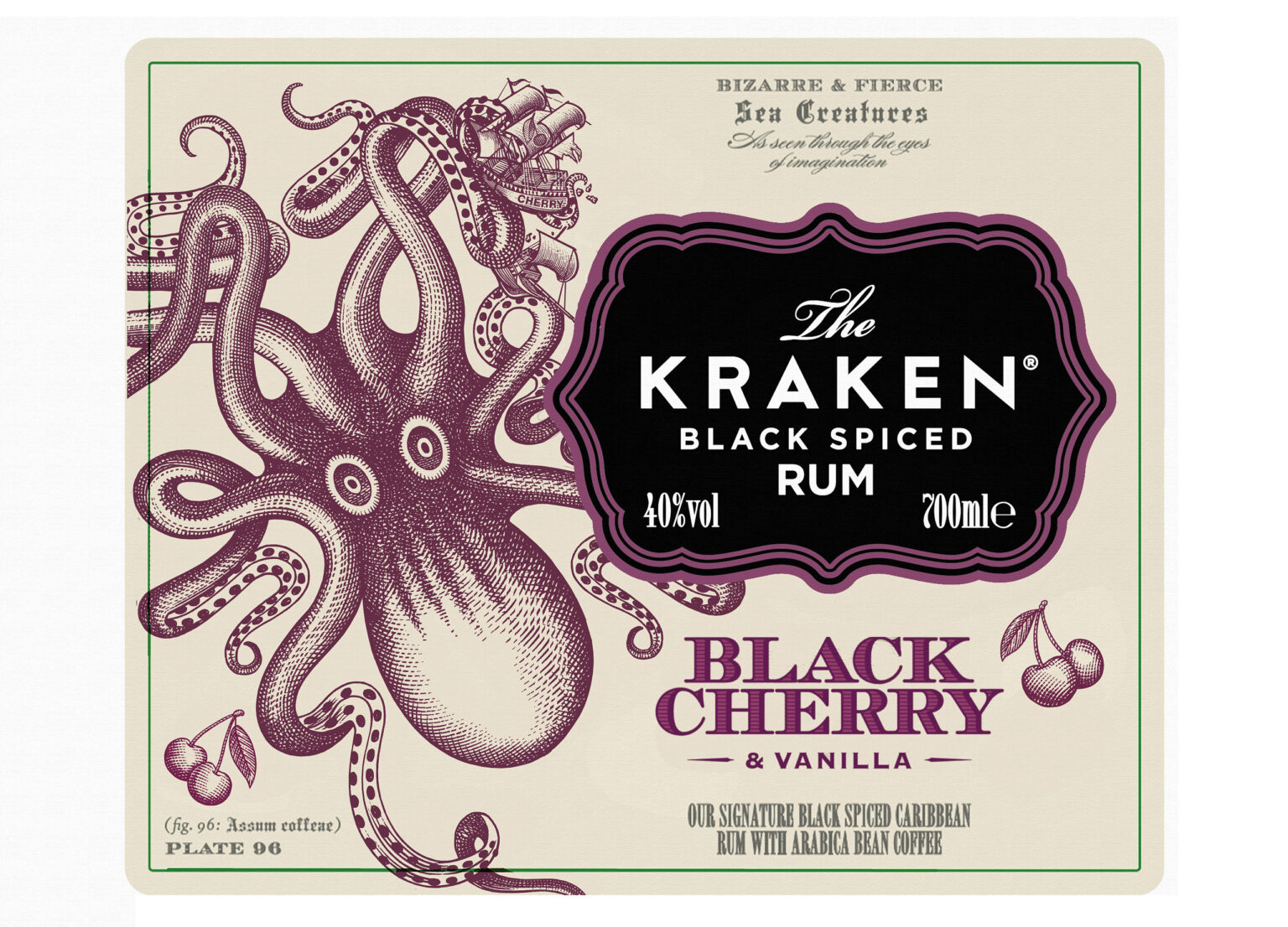 Kraken Rum Black Cherry Illustrated by Steven Noble