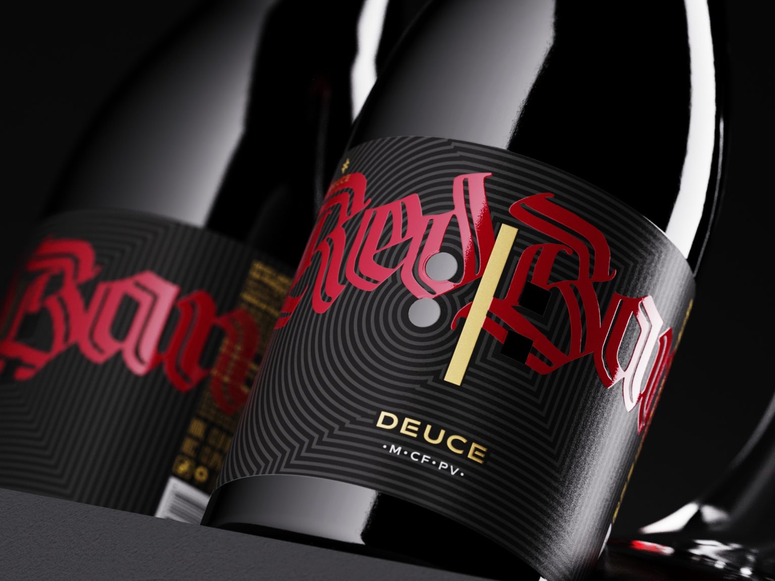 Striking Wine Label Design: DEUCE Red Band