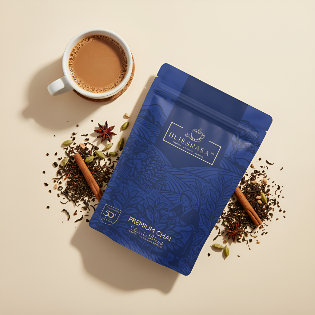 Blissrasa – Premium Chai Classic Blend Packaging Design