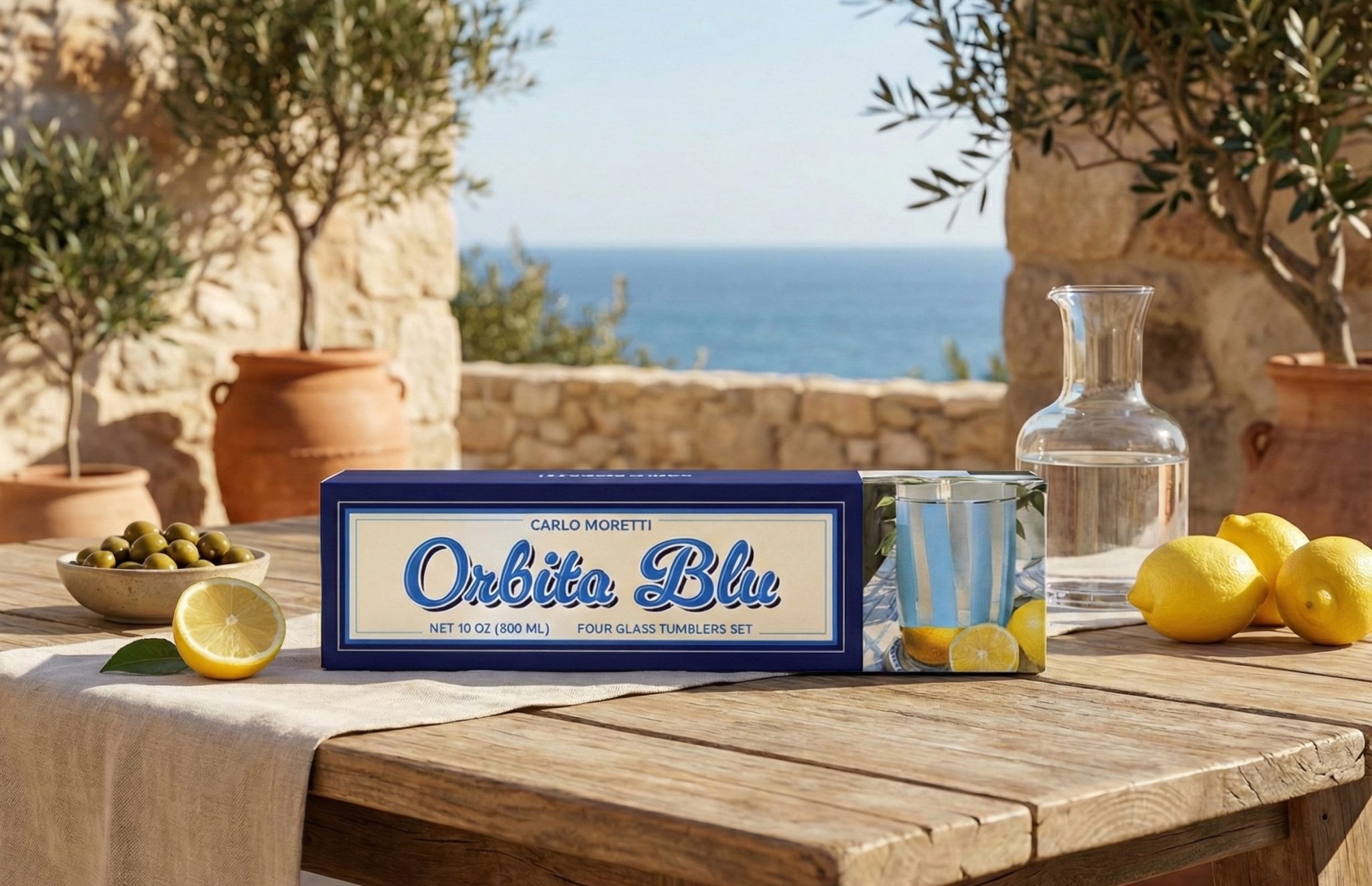 Carlo Moretti Glassware Packaging Design — Orbita Blu Collection