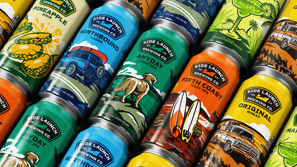 Side Launch Brewing Company Custom Illustrated Cans
