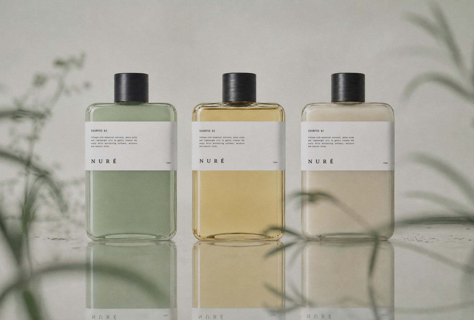 NURE | Botanical hair care brand | Packaging AI