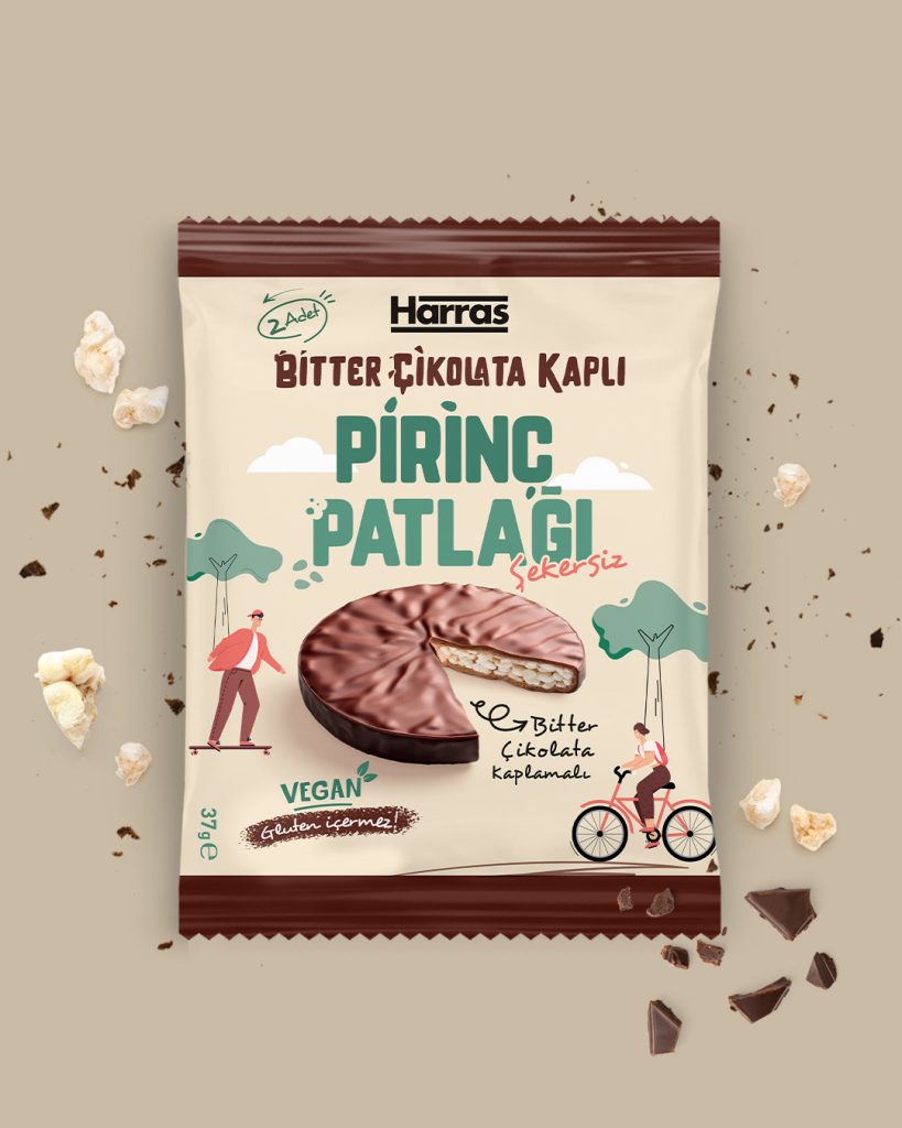 Harras Dark Chocolate Coated Rice Cakes Packaging Design