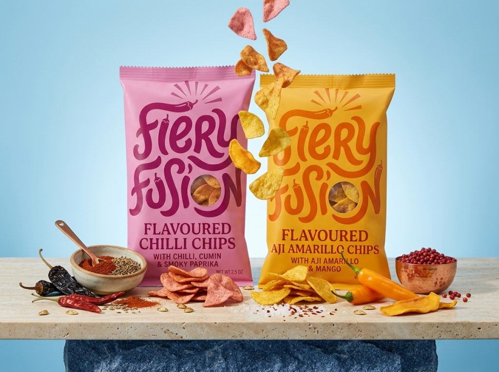 Fiery Fusion Snack Chips Brand Identity & Packaging