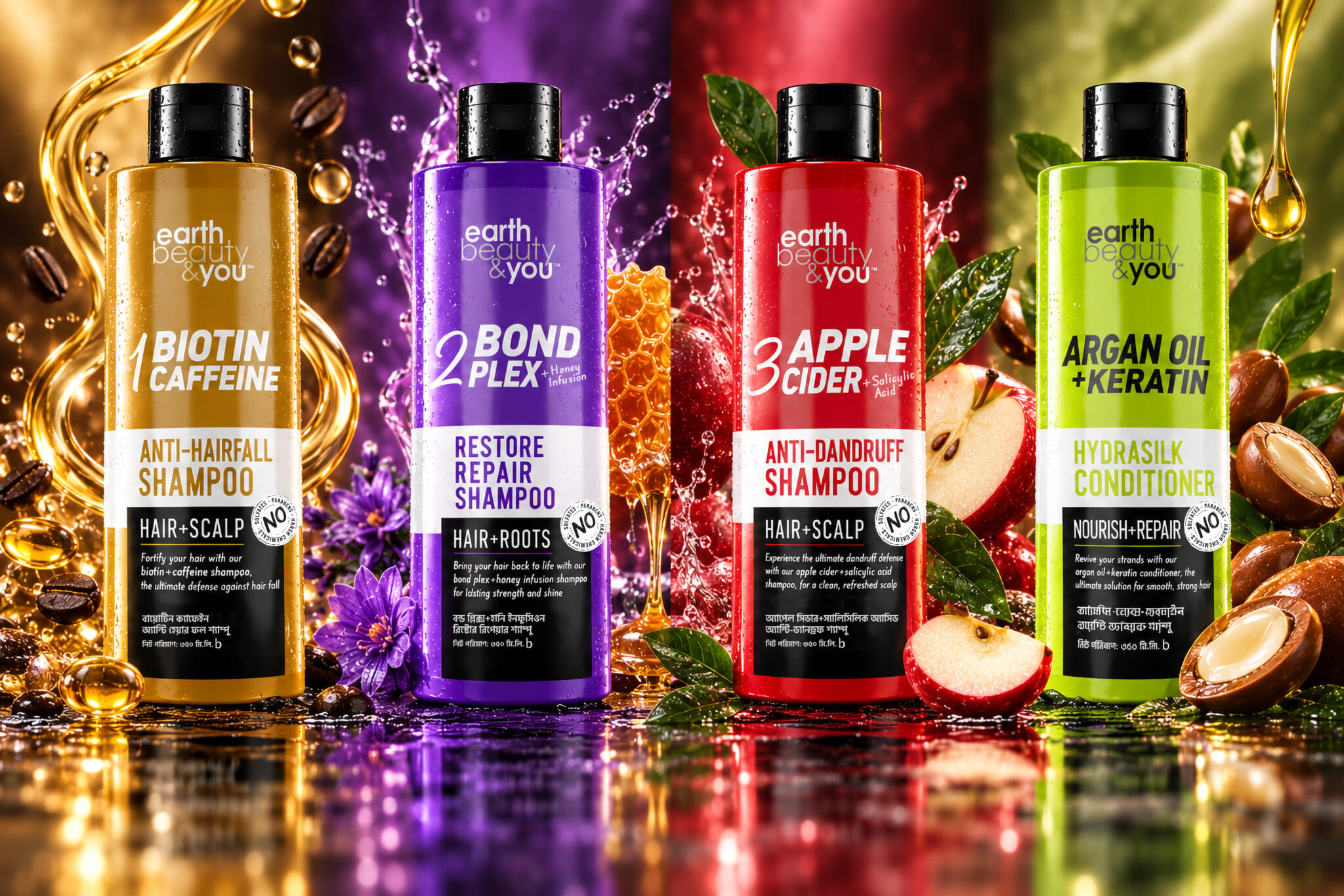 Earth Beauty & You — Shampoo Packaging Series