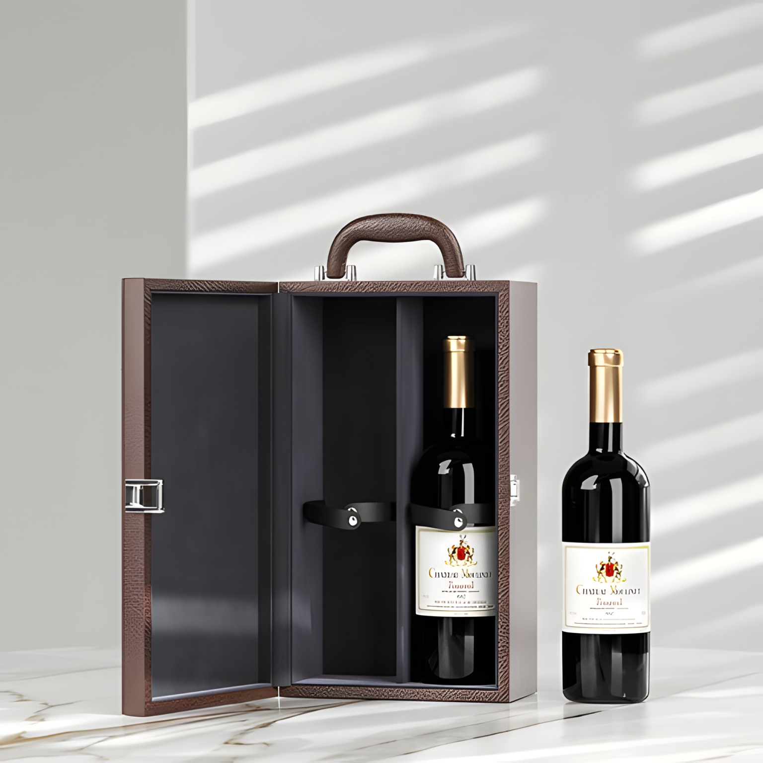PUBLINE MILANESIN — Quilted Leather Double Bottle Wine Case