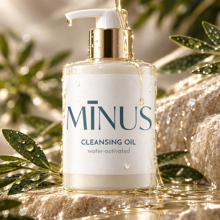 Water-Activated Skincare Cleansing Oil Label Design