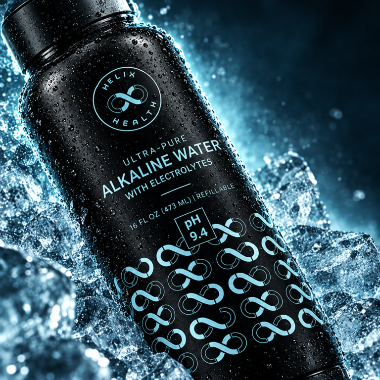 Black Bottle Pure Alkaline Water Packaging Design & Creative Ads